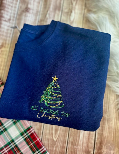 All Booked for Christmas  Embroidered Sweater