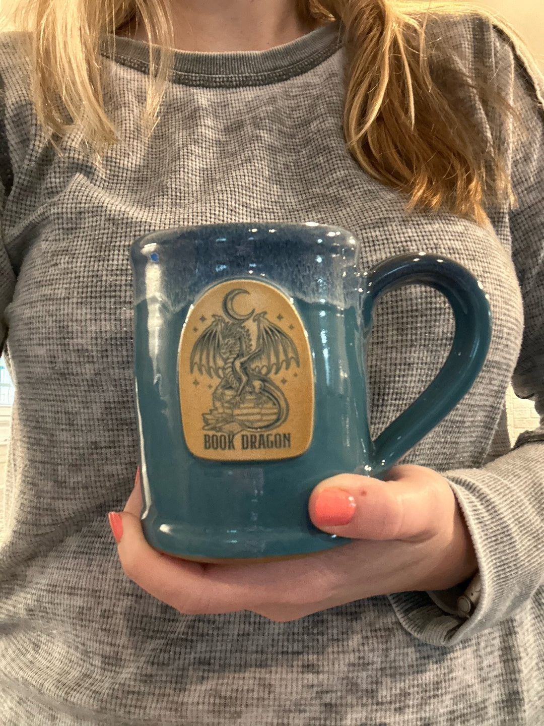 Book Dragon Mug - Peacock Marble